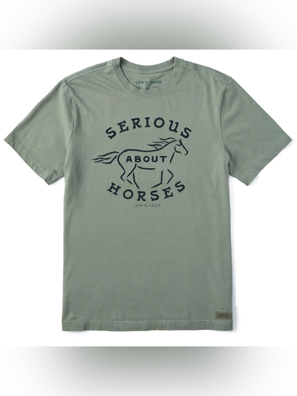 NWT Life is Good Men's Serious About Horses Short Sleeve Crusher Tee Shirt Large